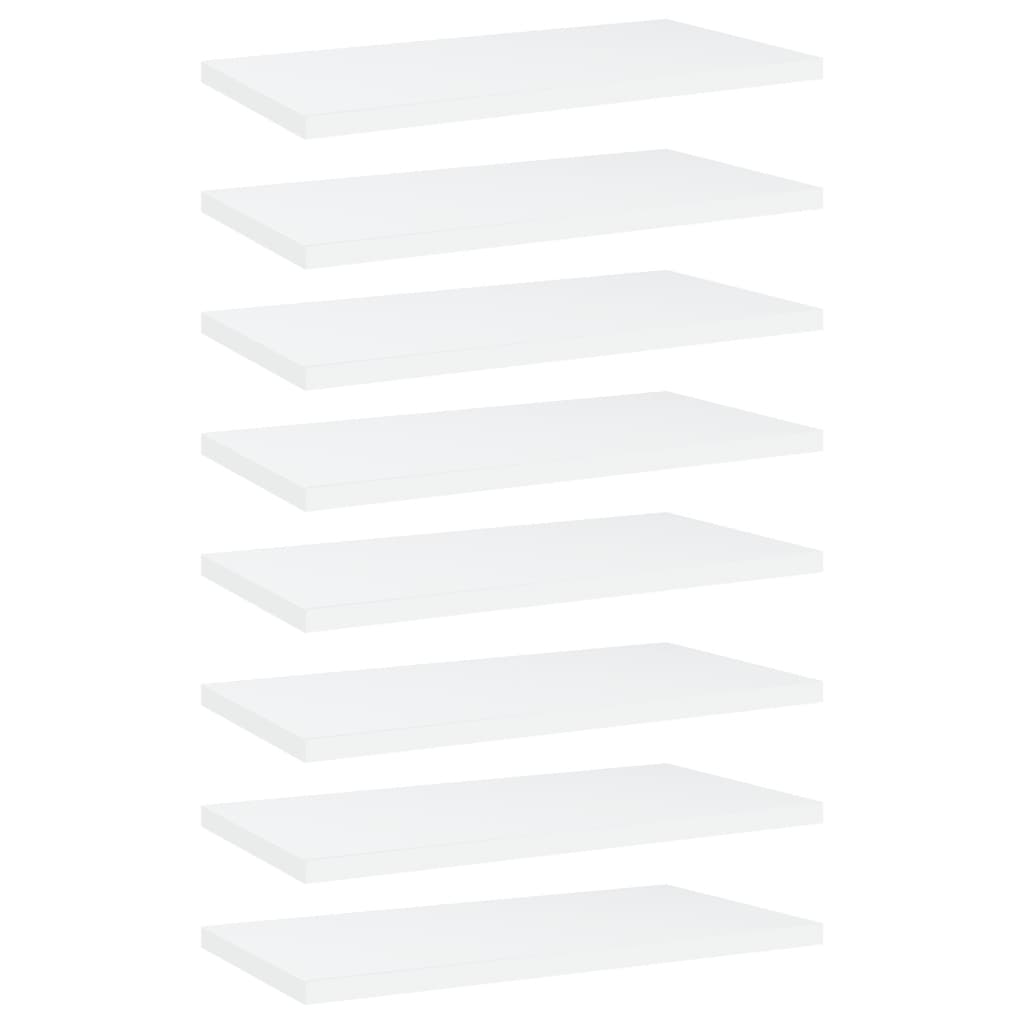 vidaXL Knygų lentynos plokštės, 8vnt., baltos, 40x20x1,5cm, MDP