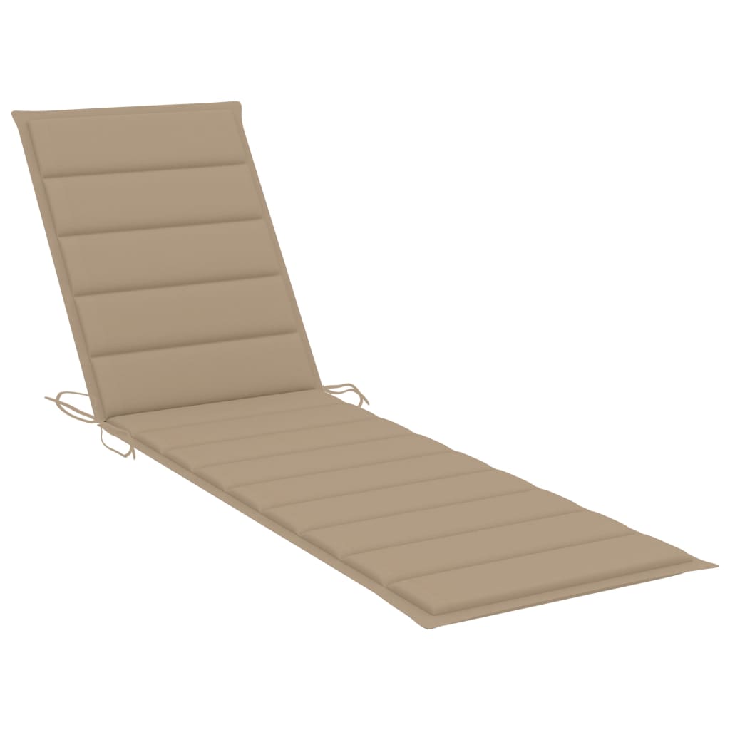 vidaXL Saulės gultas su smėlio spalvos čiužiniu, tikmedžio masyvas