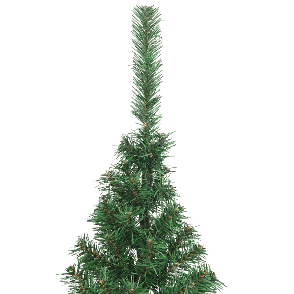 vidaXL Dirbtinė pusinė Kalėdų eglutė su stovu, žalia, 180cm, PVC