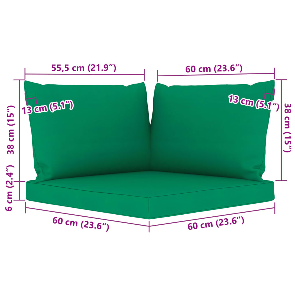 vidaXL Sodo poilsio komplektas su žaliomis pagalvėlėmis, 8 dalių
