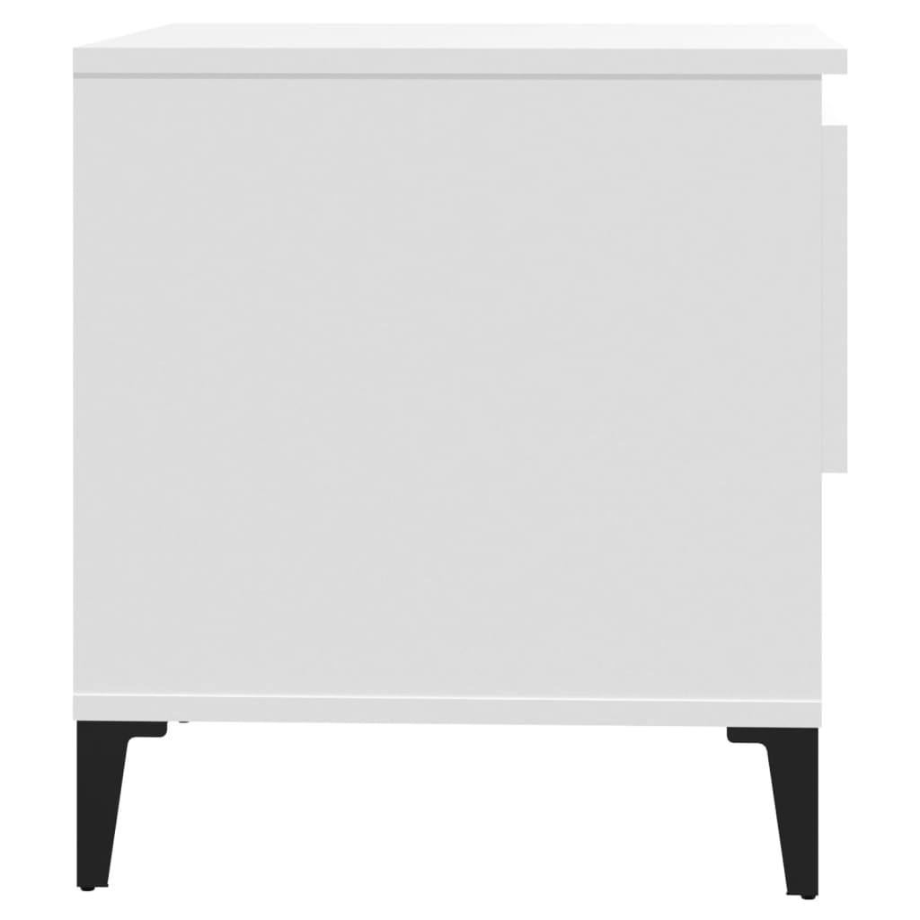 vidaXL Šoninis staliukas, baltas, 50x46x50cm, apdirbta mediena