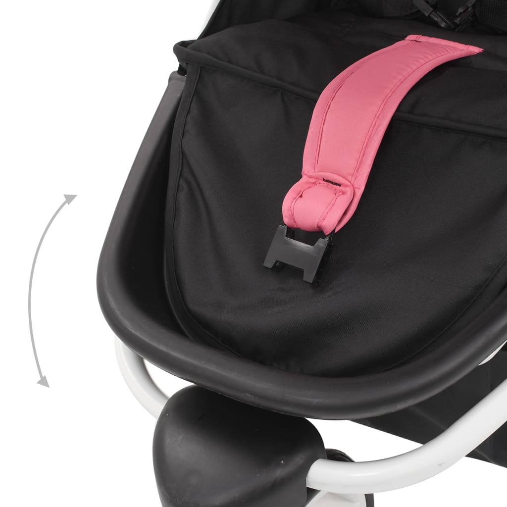 vidaXL Vaikiškas triratis vežimėlis, rožinės ir juodos spalvos