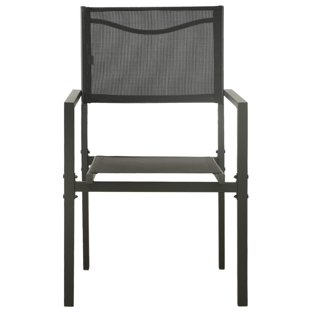 vidaXL Sodo kėdės, 4vnt., juodos/antracito, plienas ir tekstilenas