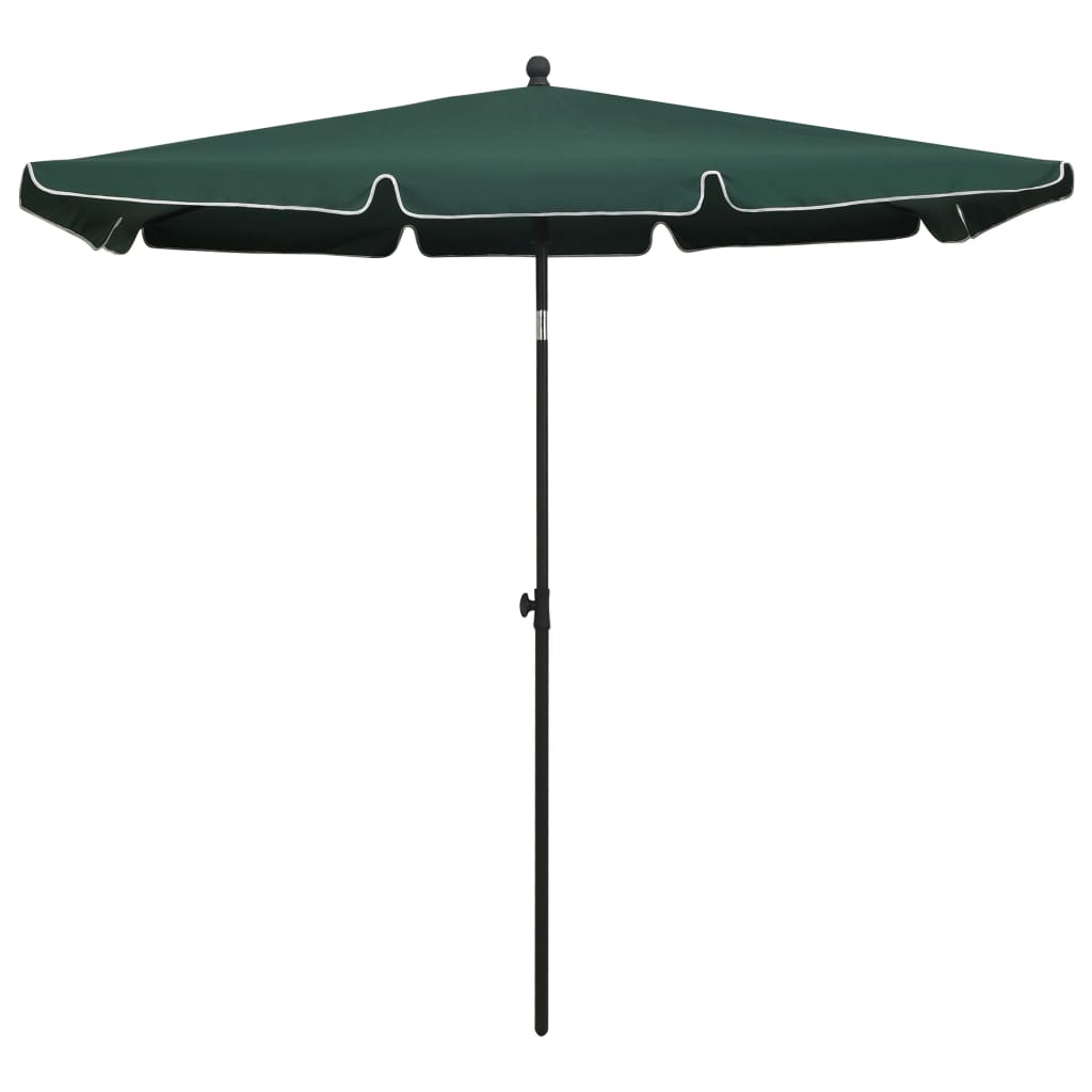 vidaXL Sodo skėtis nuo saulės su stulpu, žalios spalvos, 210x140cm