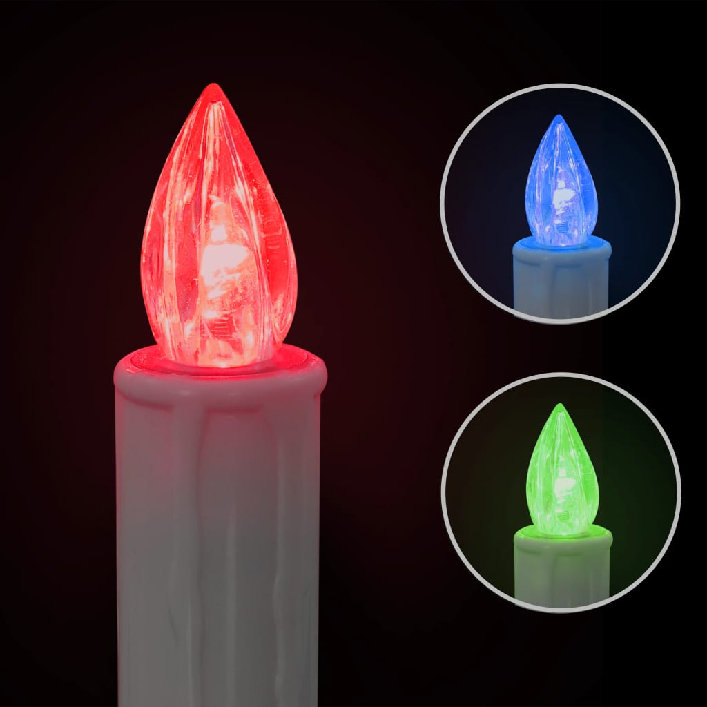 vidaXL Spalvotos kalėdinės belaidės LED žvakės su pulteliu, 20vnt.