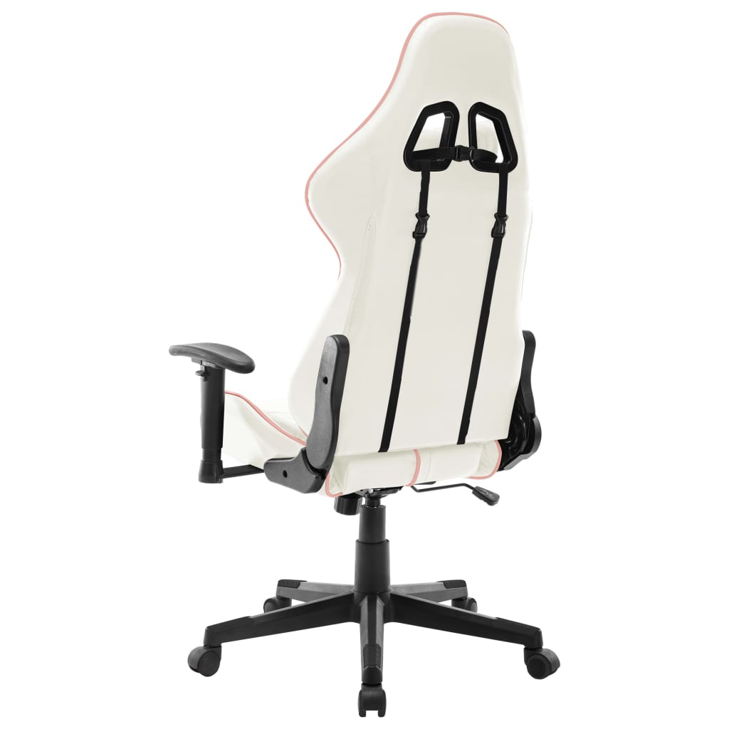vidaXL Žaidimų kėdė, baltos ir rožinės spalvos, dirbtinė oda