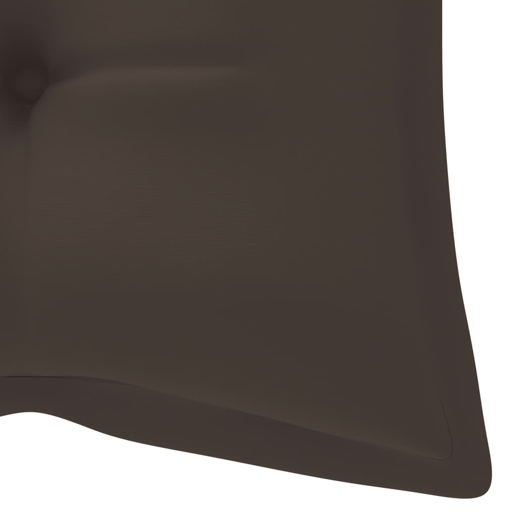 vidaXL Supamas suoliukas su taupe spalvos pagalvėle, 120cm, tikmedis