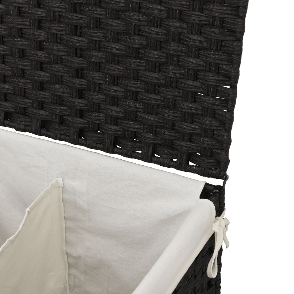 vidaXL Skalbinių krepšys su 2 skyriais, juodas, 53x35x57 cm