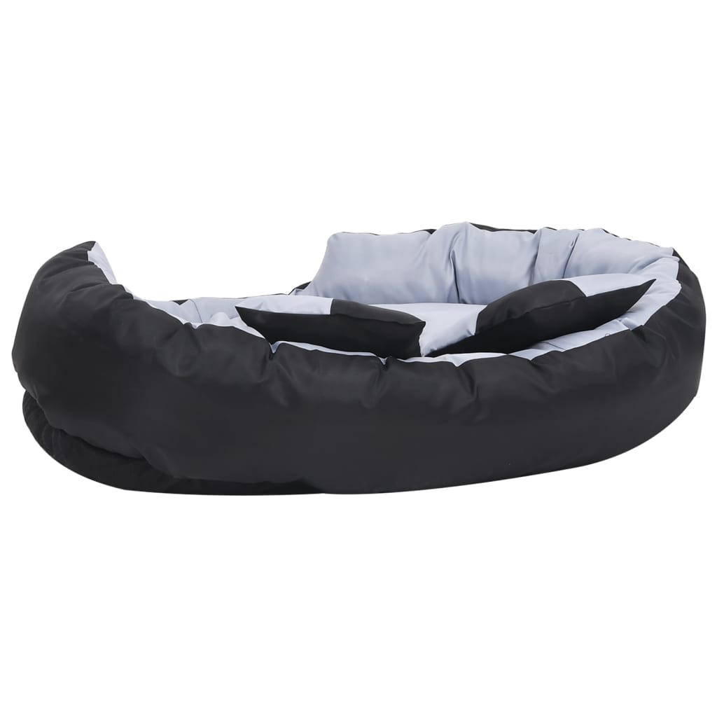 vidaXL Dvipusė skalbiama pagalvė šunims, pilka ir juoda, 110x80x23cm