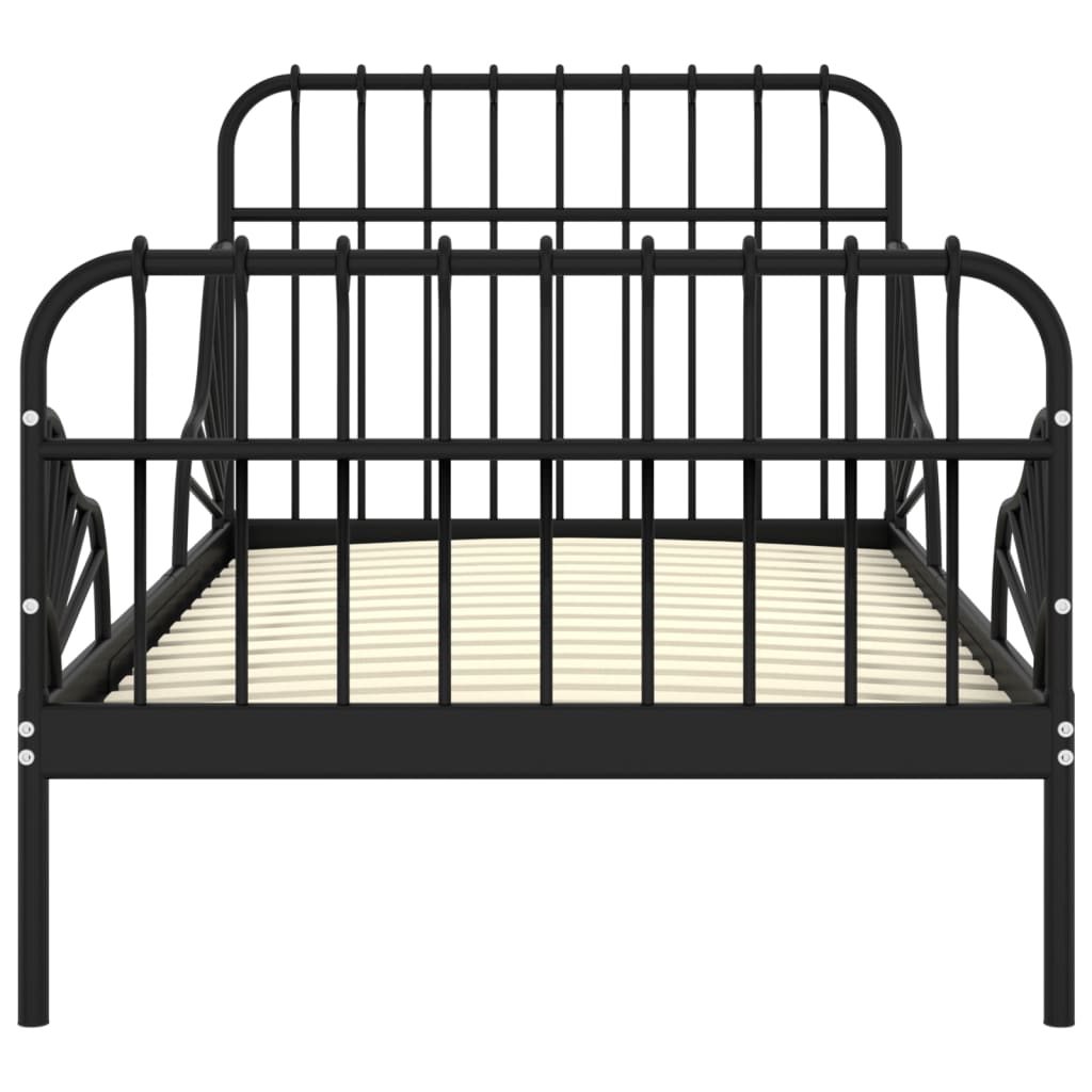 vidaXL Išskleidžiamas lovos rėmas, juodas, 80x130/200cm, metalas