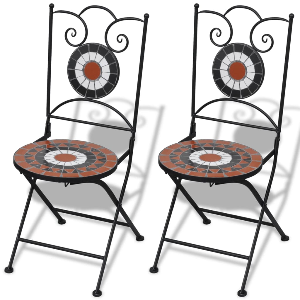 vidaXL Sulankstomos bistro kėdės, 2 vnt., keramika, terakota ir balta