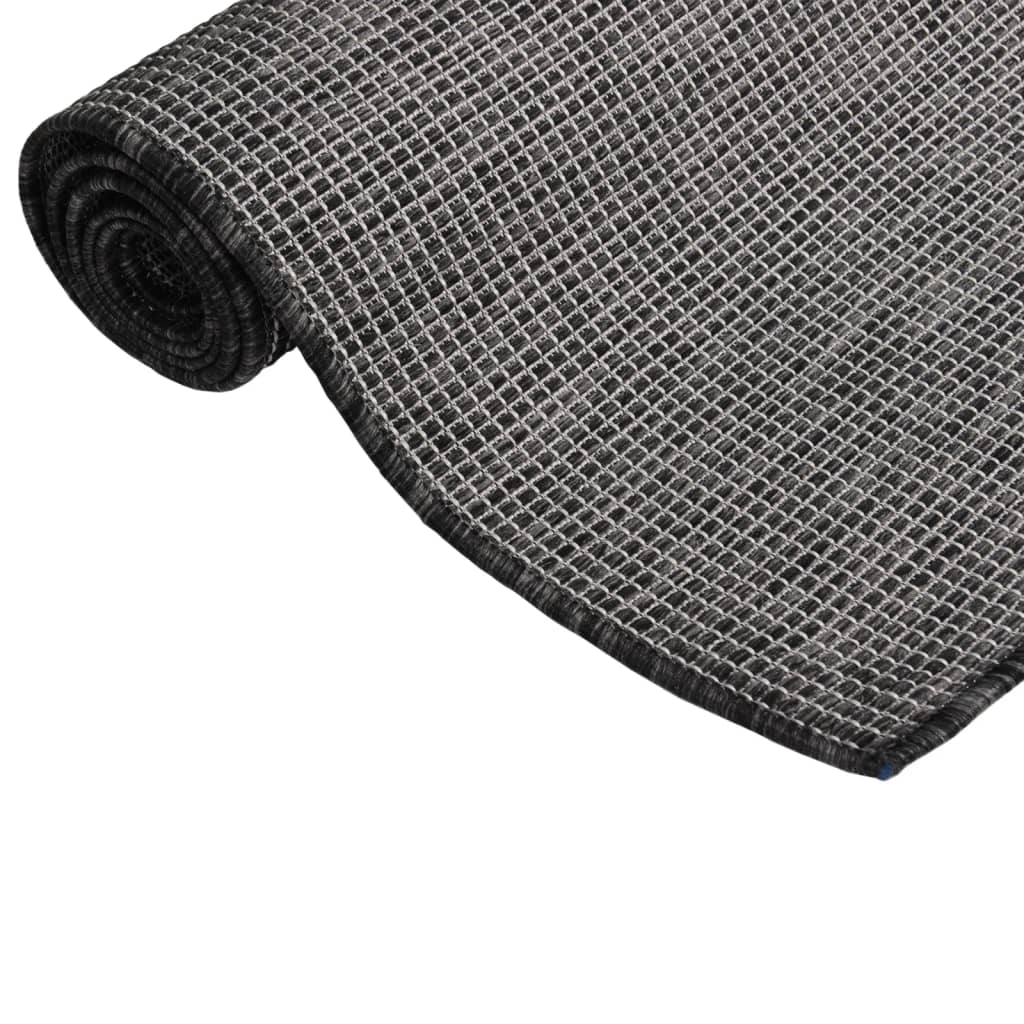 vidaXL Lauko kilimėlis, pilkos spalvos, 120x170cm, plokščio pynimo