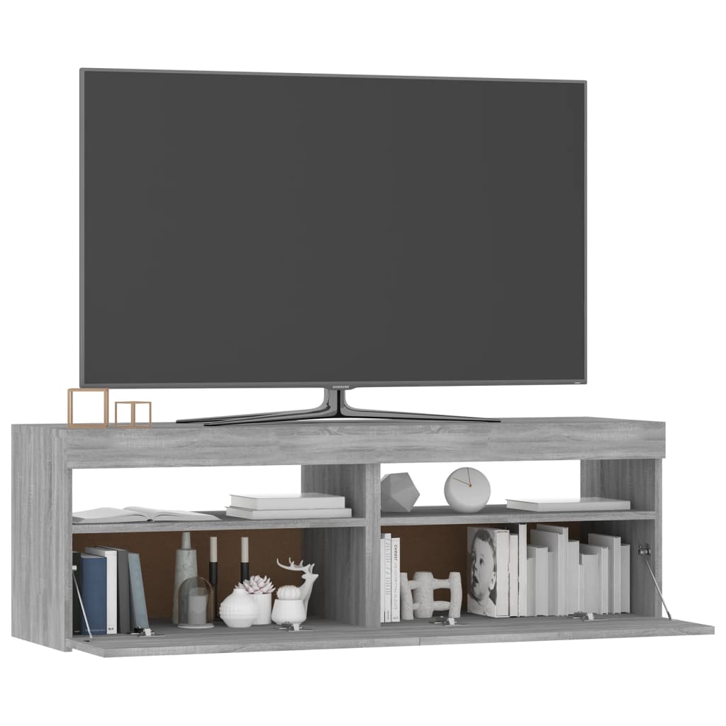 vidaXL Televizoriaus spintelė su LED, pilka ąžuolo, 120x35x40cm