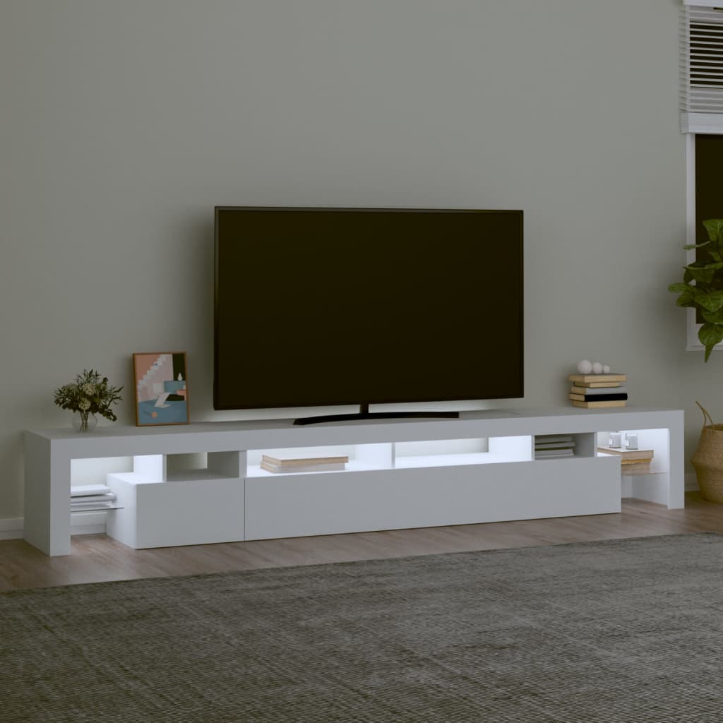 vidaXL Televizoriaus spintelė su LED apšvietimu, balta, 260x36,5x40cm
