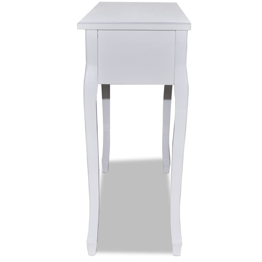 vidaXL Kosmetinis konsolinis staliukas su trimis stalčiais, baltas