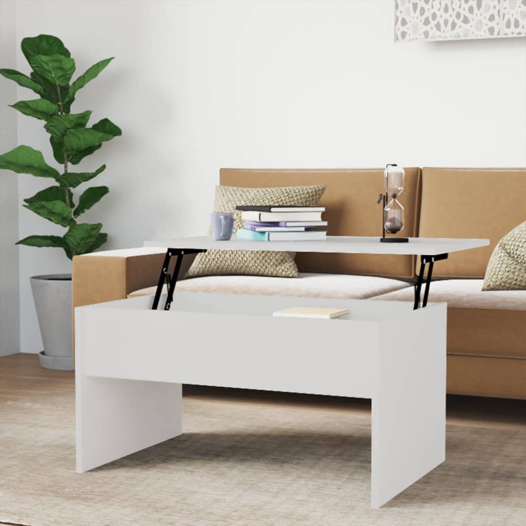 vidaXL Kavos staliukas, baltas, 80x50,5x41,5cm, apdirbta mediena
