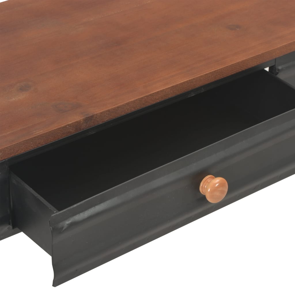 vidaXL Konsol. staliukas su 2 stalčiais, 120x30x76cm, eglės med. mas.