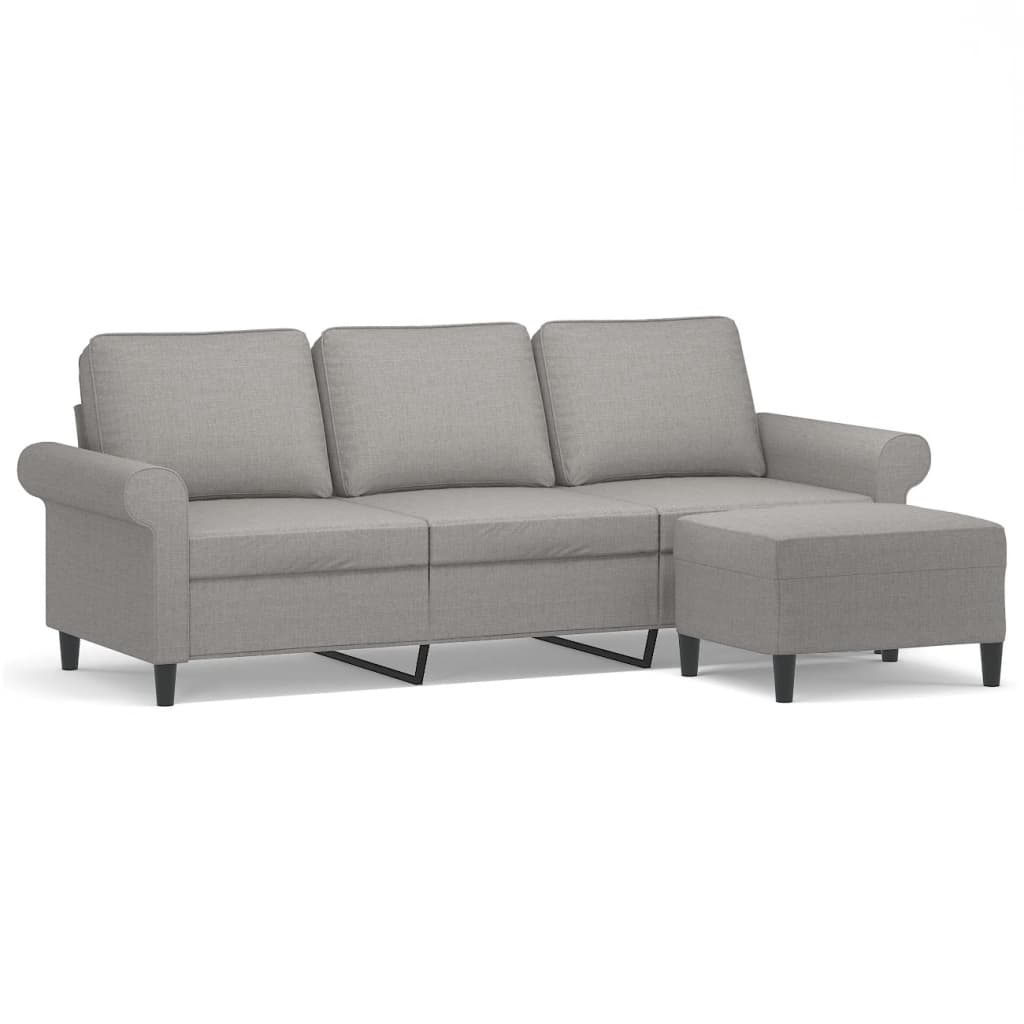 vidaXL Trivietė sofa su pakoja, šviesiai pilka, 180cm, audinys