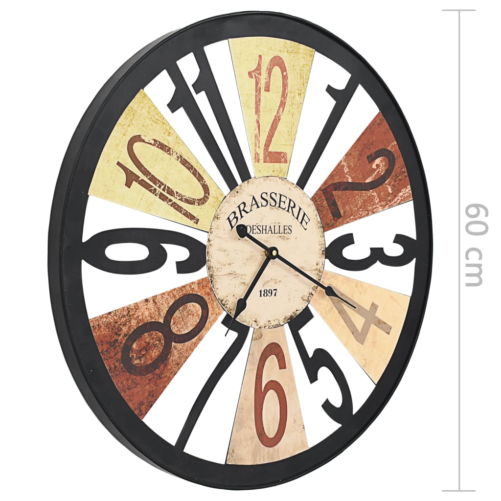 vidaXL Sieninis laikrodis, įvairių spalvų, 60 cm, metalas