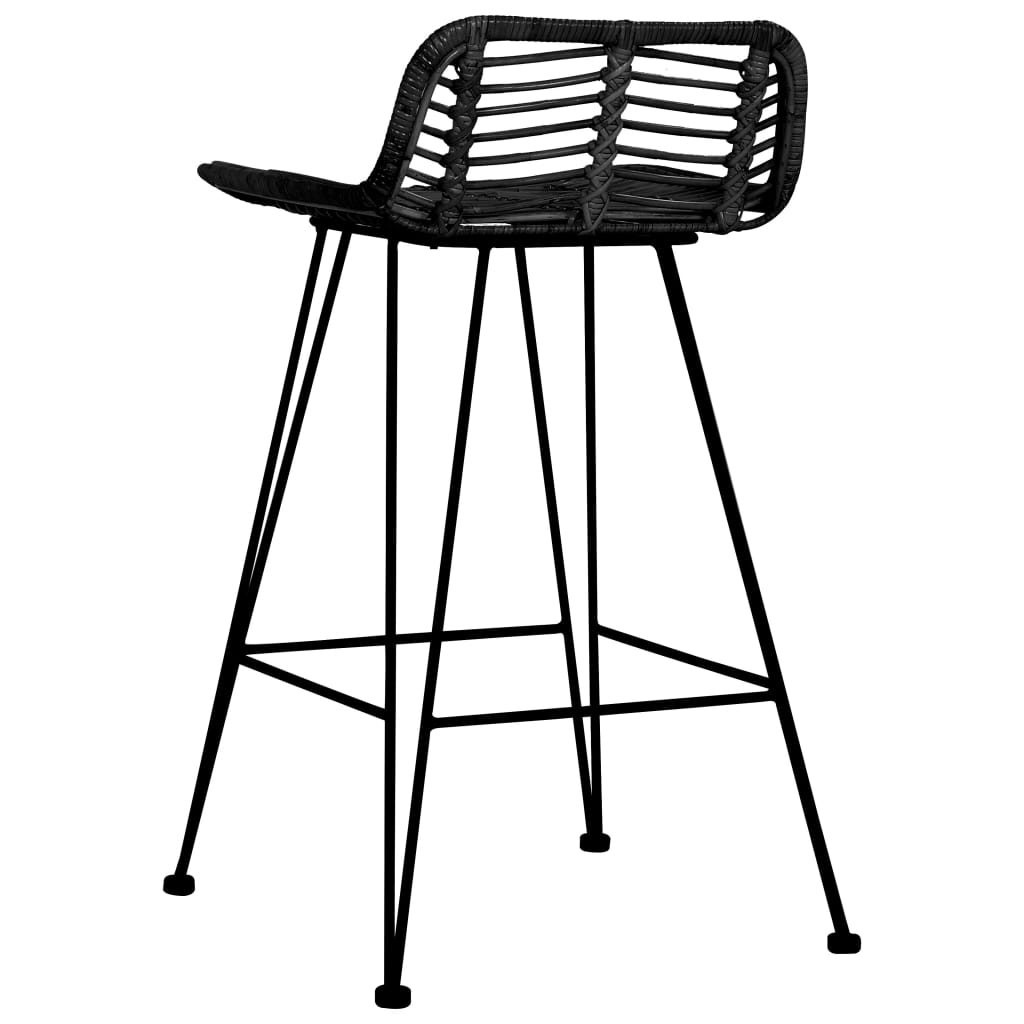 vidaXL Baro kėdės, 2 vnt., juodos spalvos, ratanas