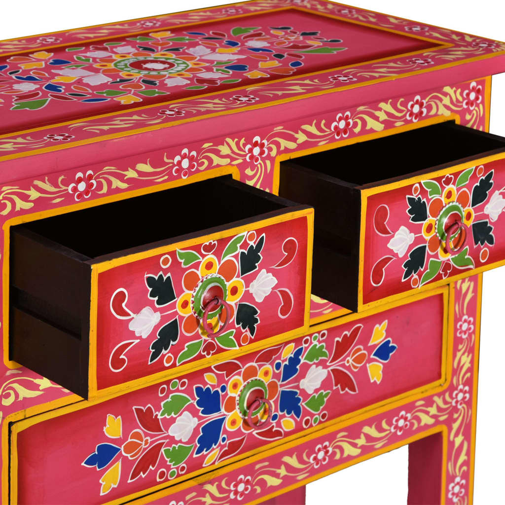 vidaXL Komoda su stalčiais, tvirta mango med., rožinė, dažyta rankomis