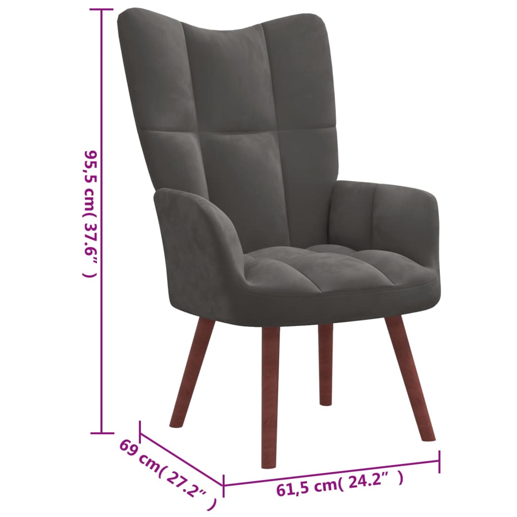 vidaXL Poilsio kėdė su pakoja, tamsiai pilkos spalvos, aksomas