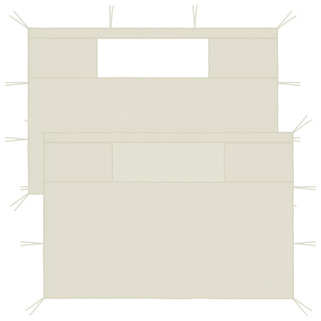 vidaXL Šoninės pavėsinės sienos su langais, 2vnt., kreminės, 4x2,1m