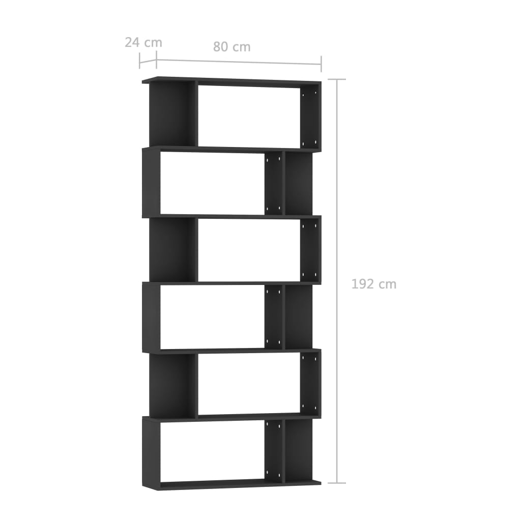 vidaXL Spintelė knygoms/kambario pertvara, juoda, 80x24x192cm, mediena