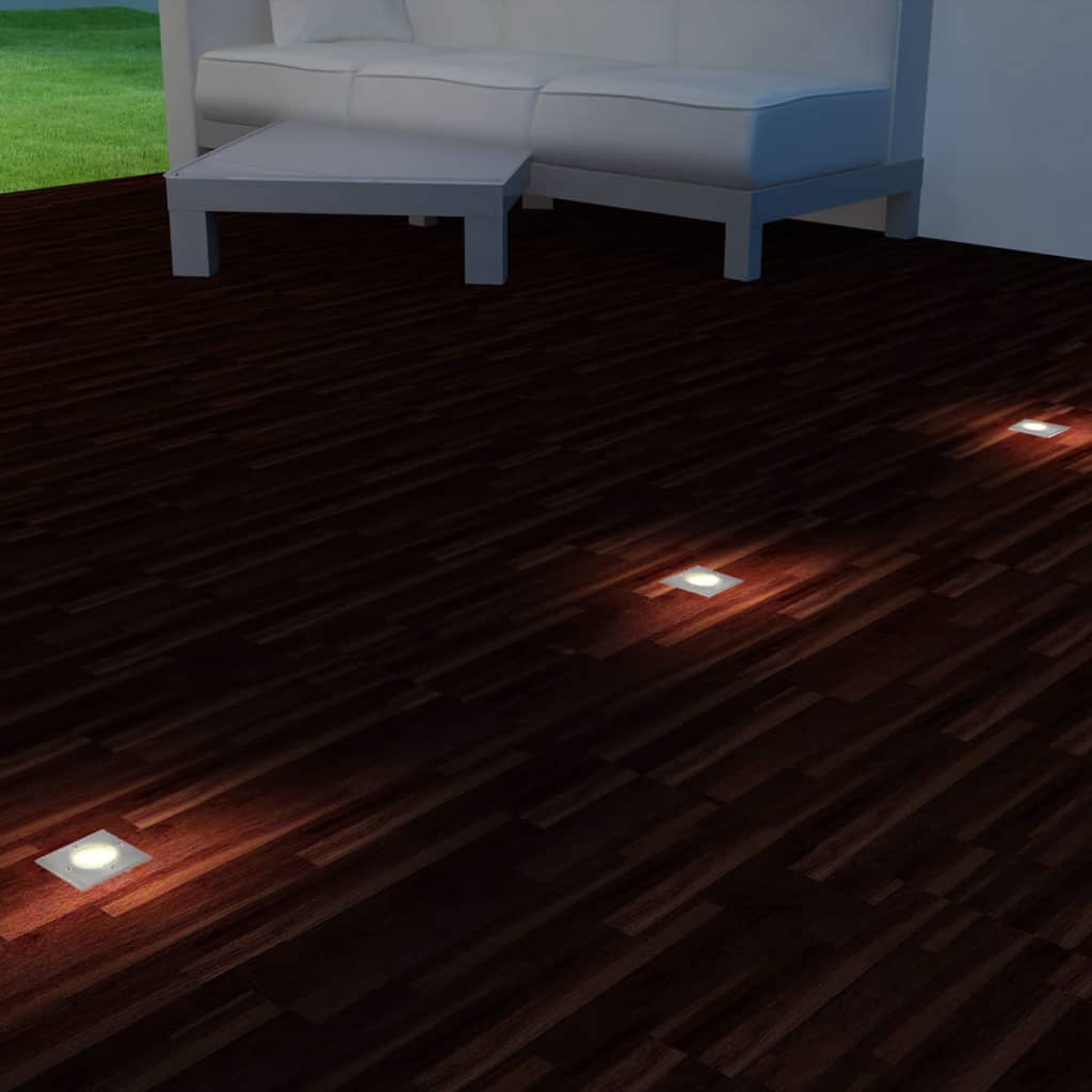 vidaXL Lauko LED šviestuvai grindiniui, 3 vnt., kvadratiniai