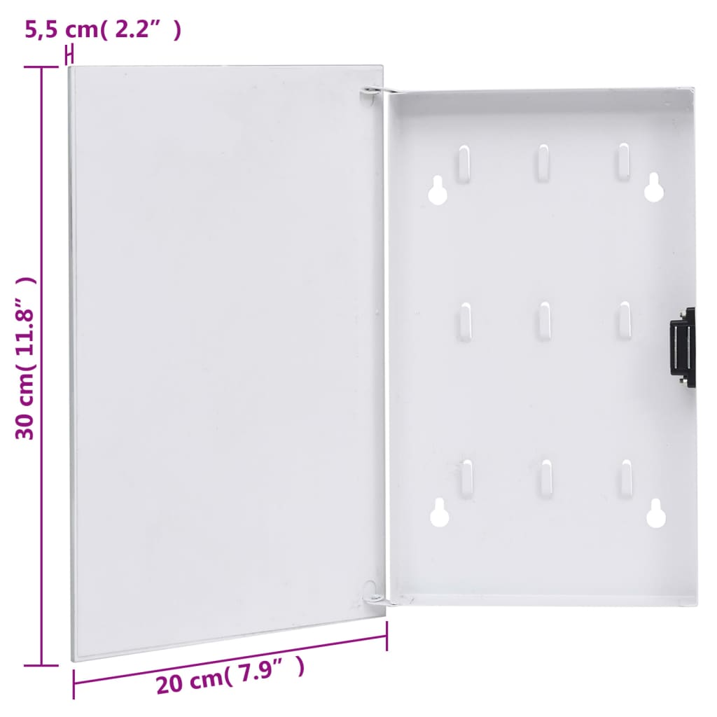 vidaXL Magnetinė raktų dėžutė, baltos spalvos, 30x20x5,5cm