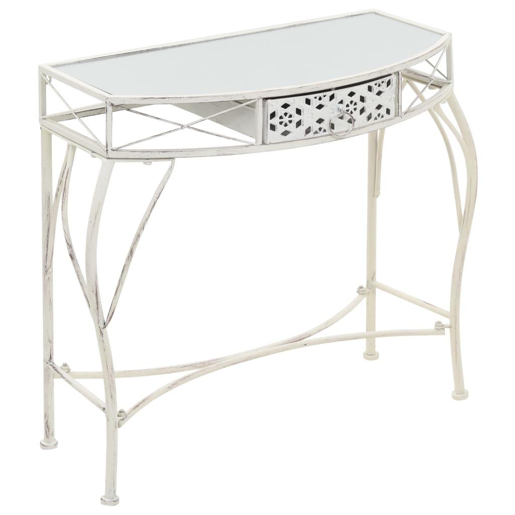 vidaXL Šoninis staliukas, baltas, 82x39x76cm, metalas, prancūziškas