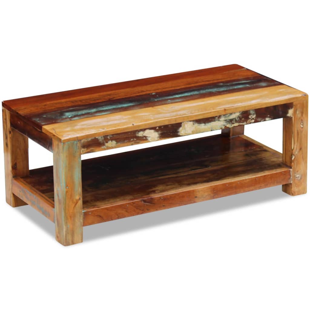 vidaXL Kavos staliukas, perdirbtos medienos masyvas, 90x45x35 cm