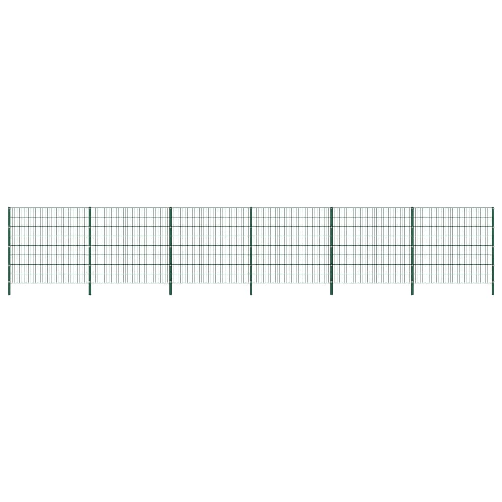 vidaXL Tvoros segmentai su stulpais, žalios sp., 10,2x1,6m, geležis