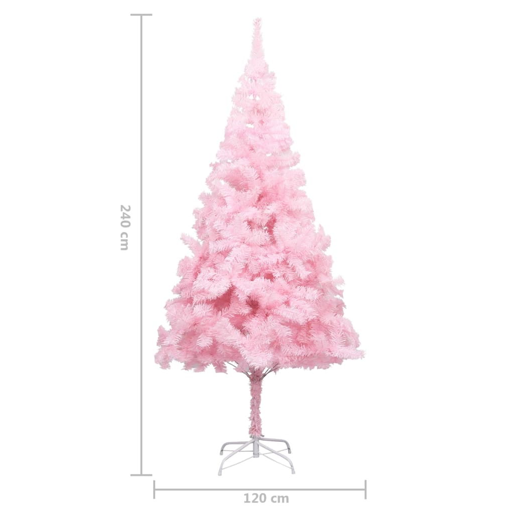 vidaXL Dirbtinė Kalėdų eglutė su žaisliukais, rožinė, 240cm, PVC