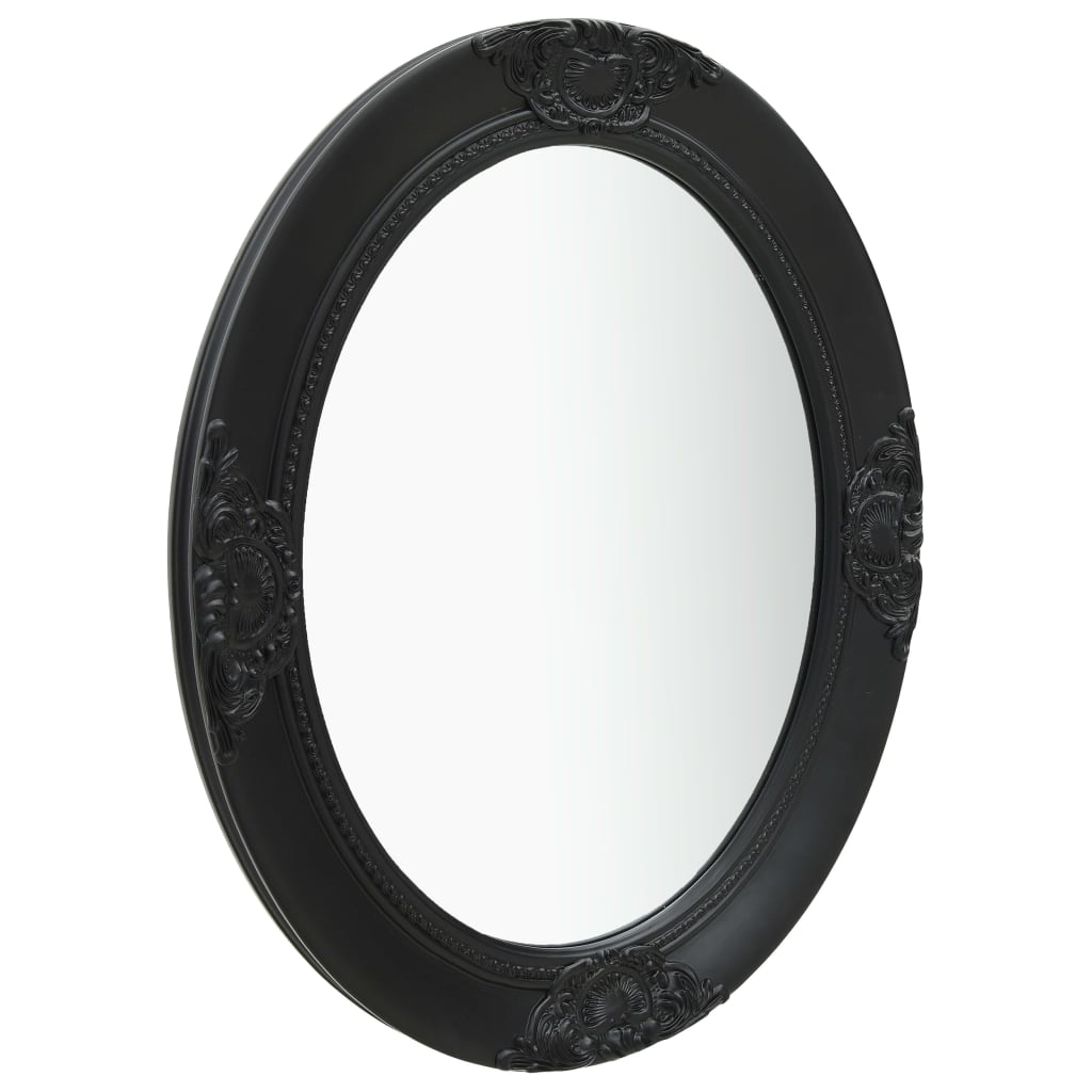 vidaXL Sieninis veidrodis, juodos spalvos, 50x60cm, barokinio stiliaus