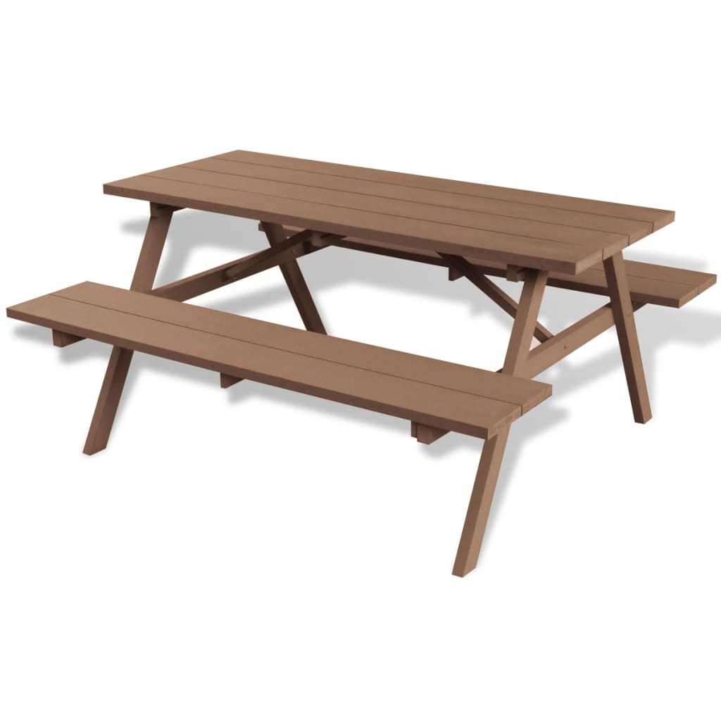 vidaXL Iškylų stalas su suoliukais, rudas, 150x139x72,5cm, WPC