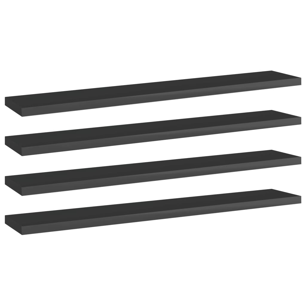 vidaXL Knygų lentynos plokštės, 4vnt., juodos, 60x10x1,5cm, MDP