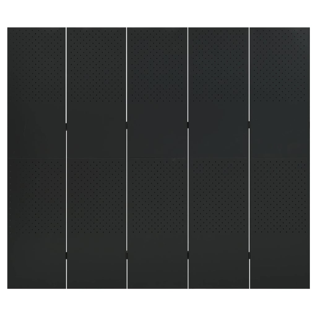 vidaXL Kambario pertvara, 5 dalių, juodos spalvos, 200x180cm, plienas