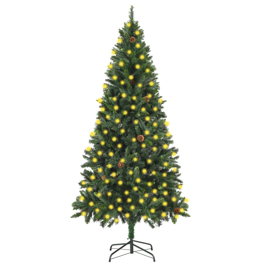 vidaXL Dirbtinė Kalėdų eglutė su pušies kankorėžiais, žalia, 210cm