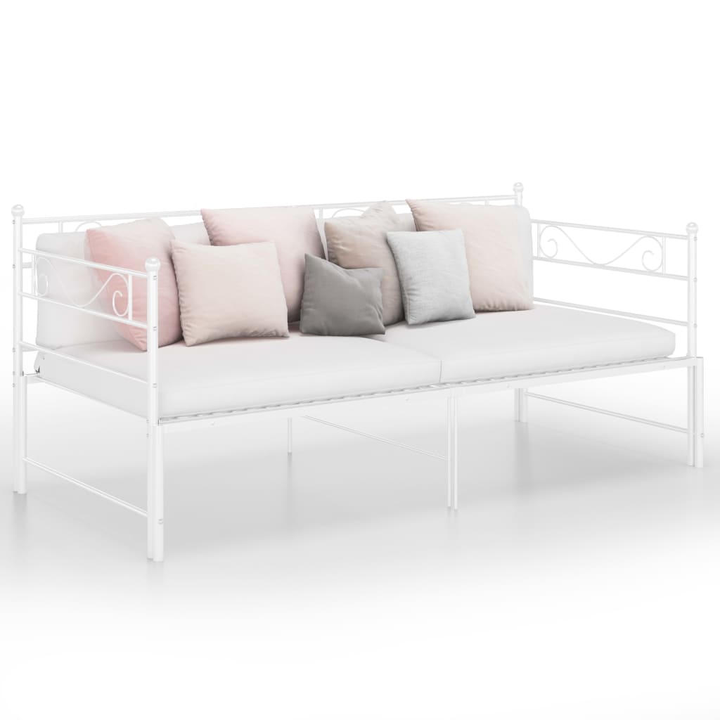 vidaXL Ištraukiamos sofos-lovos rėmas, baltas, 90x200cm, metalas