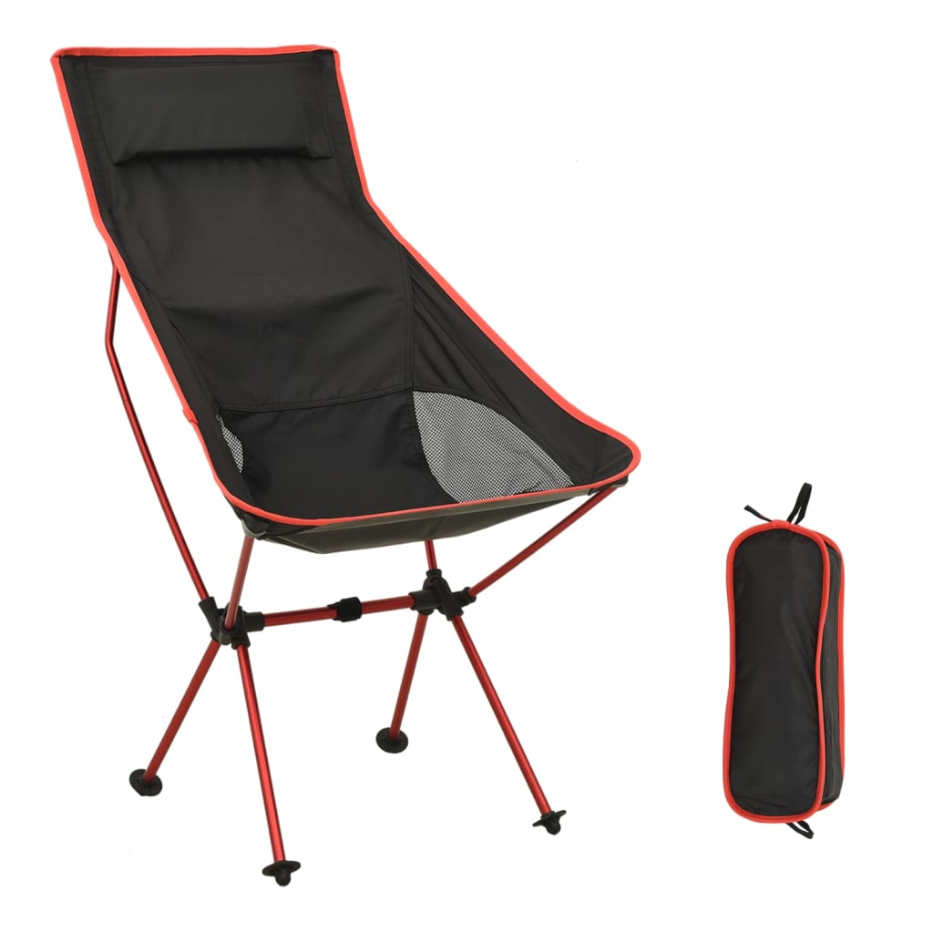 vidaXL Sulankstoma stovyklavimo kėdė, juodos spalvos, PVC ir aliuminis