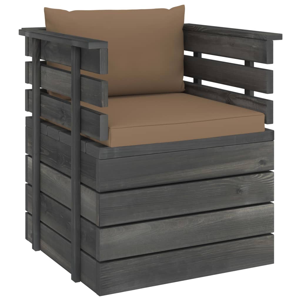 vidaXL Sodo krėslas su pagalvėlėmis , pušies mediena (315417+315060)