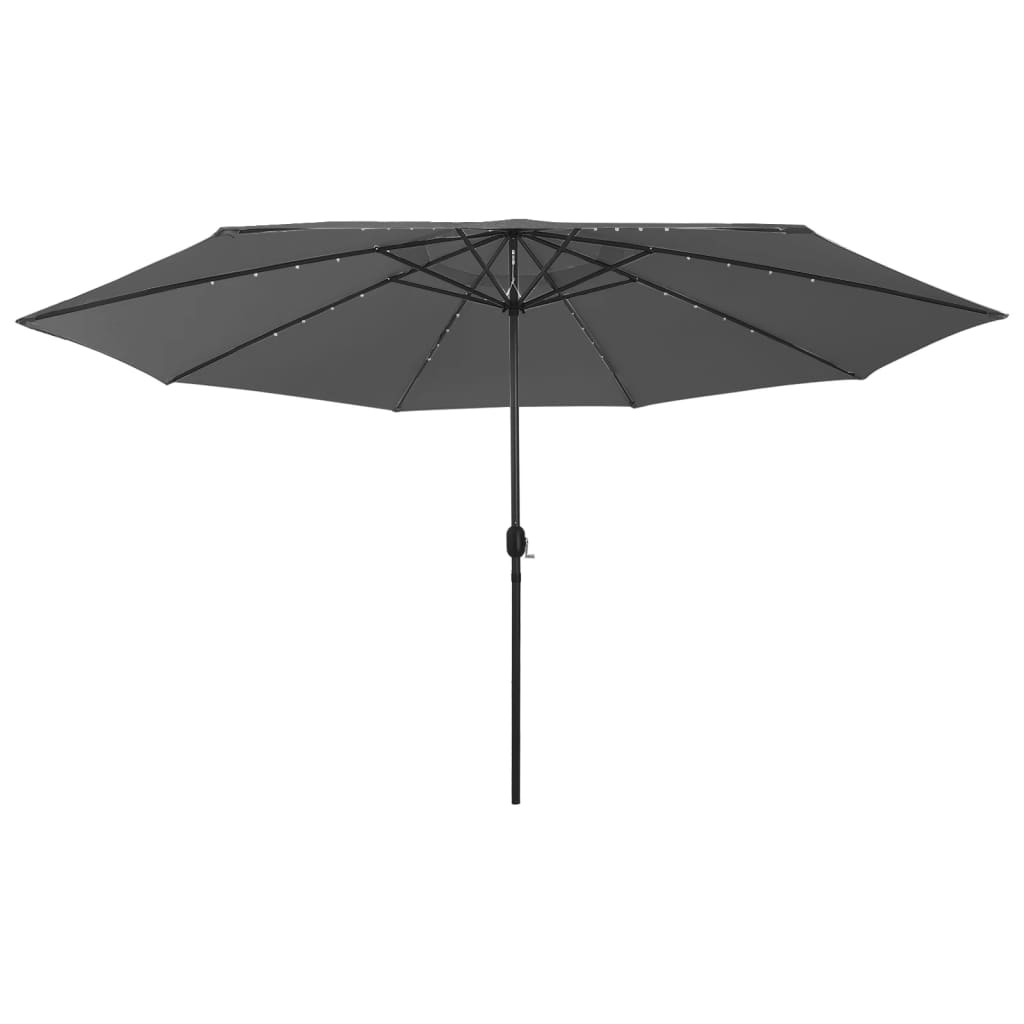 vidaXL Lauko skėtis su LED ir metaliniu stulpu, antracito, 400cm