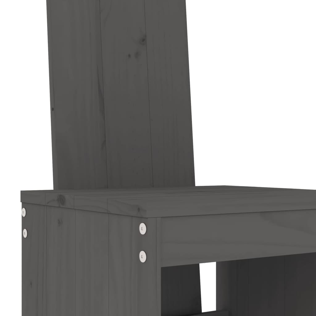 vidaXL Sodo baro baldų komplektas, 3 dalių, pilkas, pušies masyvas