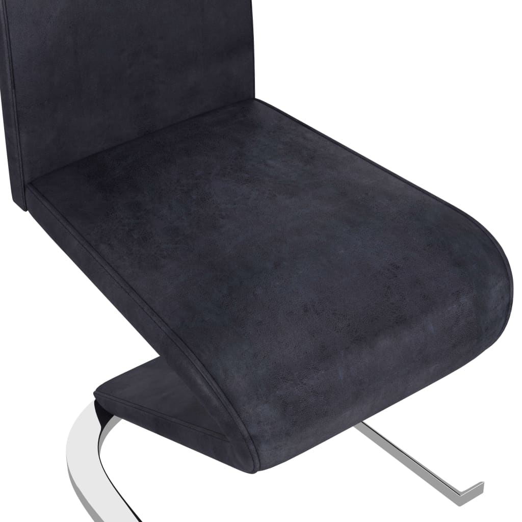 vidaXL Valgomojo kėdės, 6vnt., pilkos, dirbtinė versta oda, zigzago