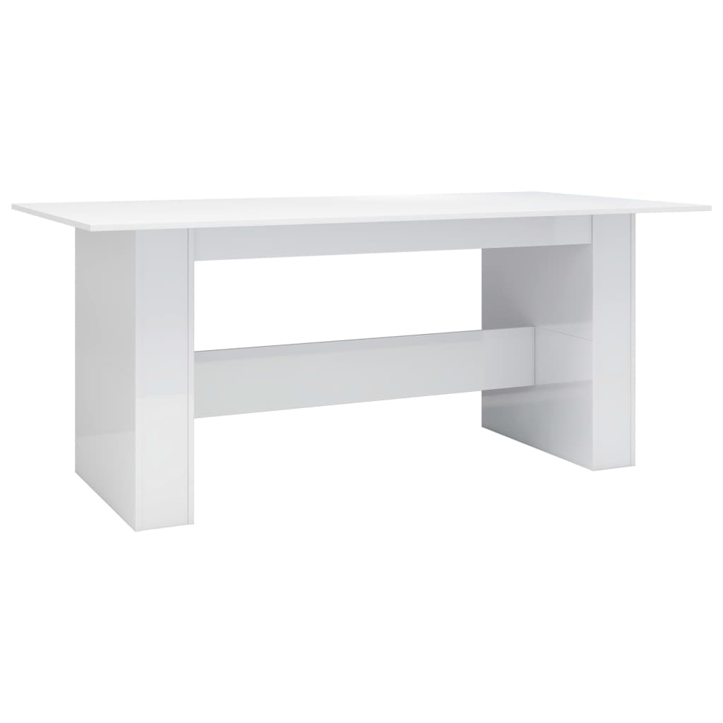 vidaXL Valgomojo stalas, baltos sp., 180x90x76cm, MDP, labai blizgus