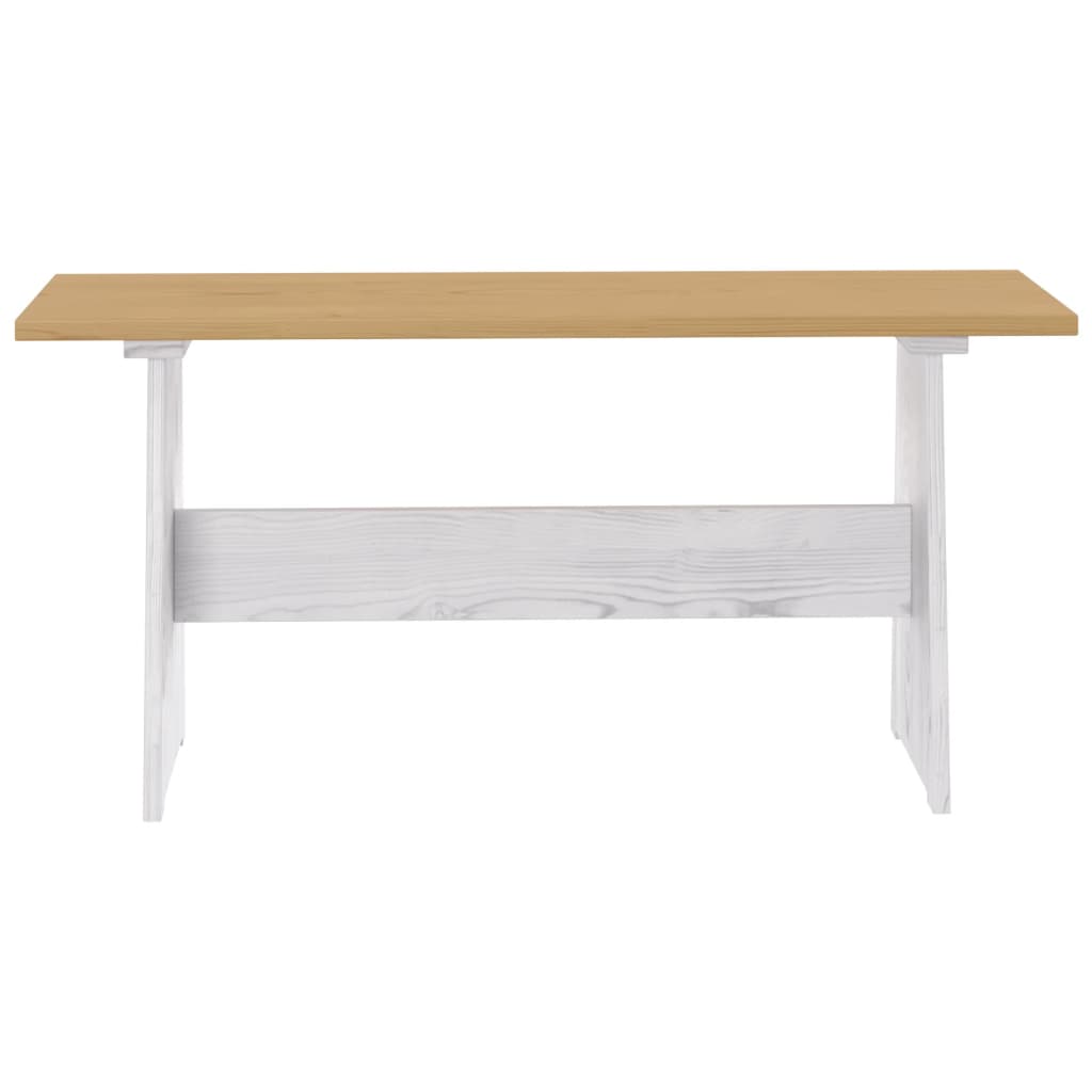 vidaXL Valgomojo stalas su suoliuku, medaus rudi/balti, pušies masyvas