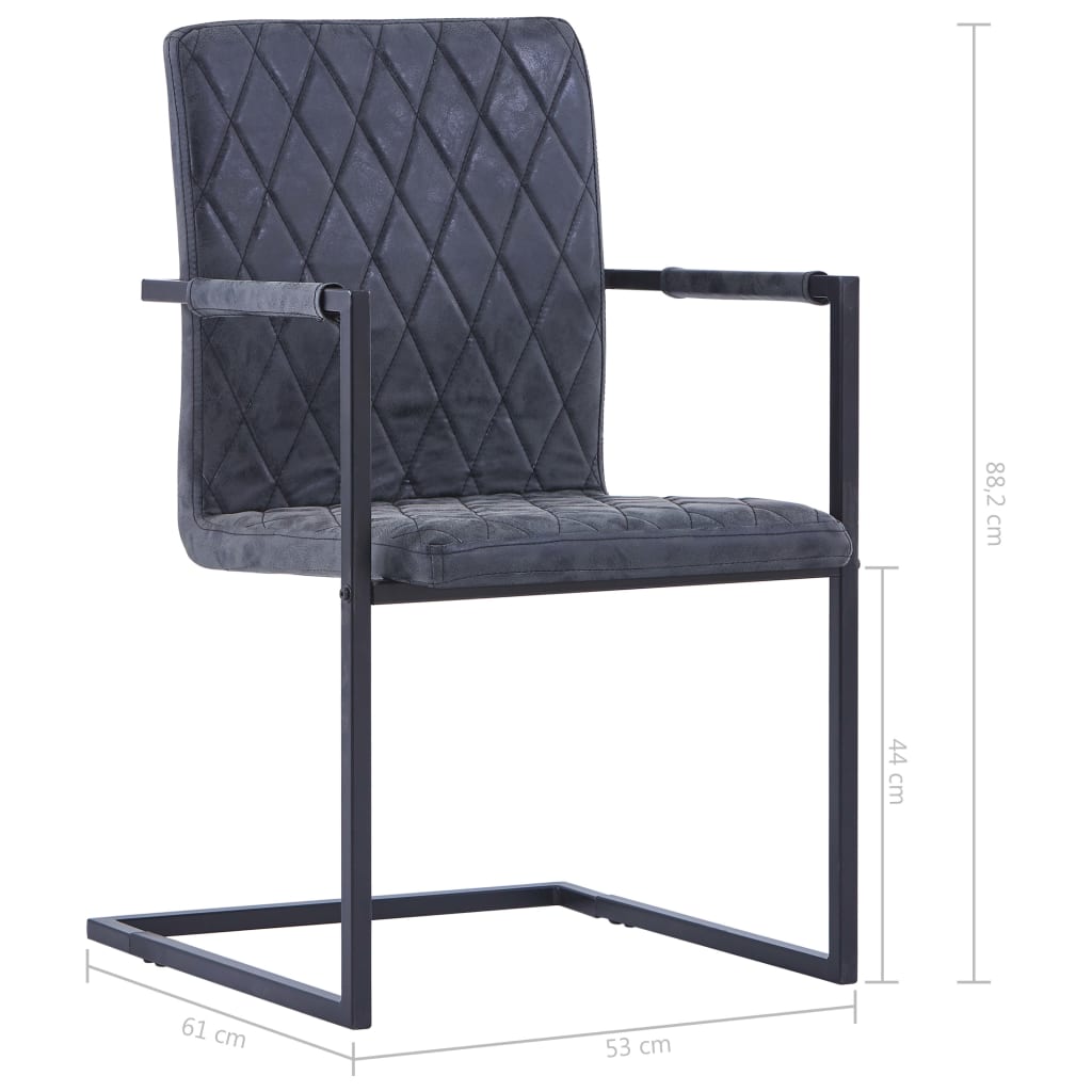 vidaXL Gembinės valgomojo kėdės, 2vnt., juodos, dirbtinė oda