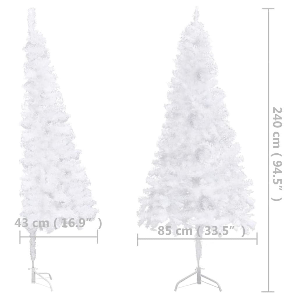 vidaXL Dirbtinė kampinė apšviesta Kalėdų eglutė, balta, 240cm, PVC