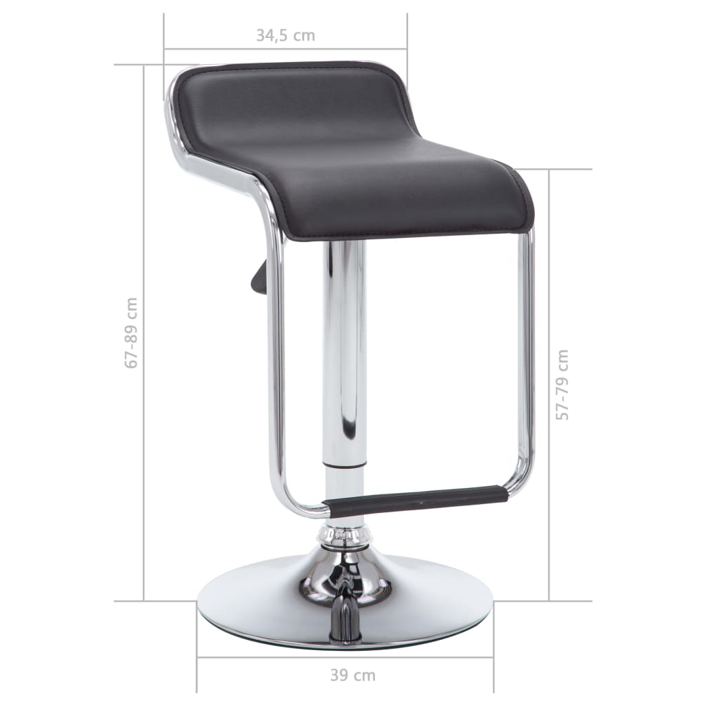 vidaXL Besisukančios baro kėdės, 2 vnt., juodos, dirbtinė oda
